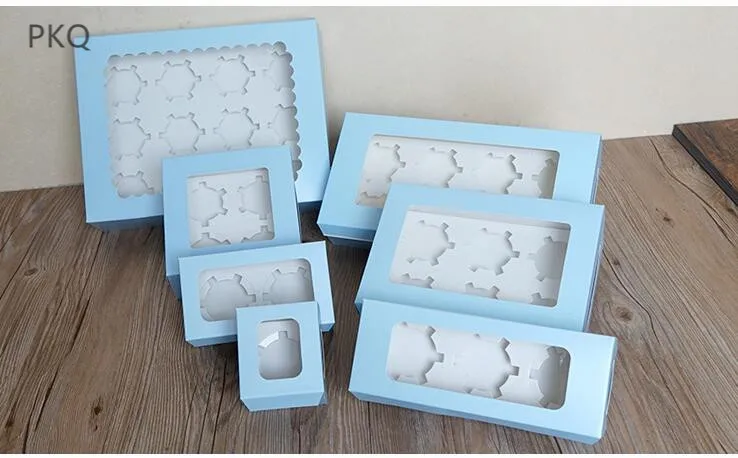 1/2/3/4/6/8 cake box green Macaroon Cake Boxes blue Biscuits for Baking holder Package white cup packaging | Дом и сад
