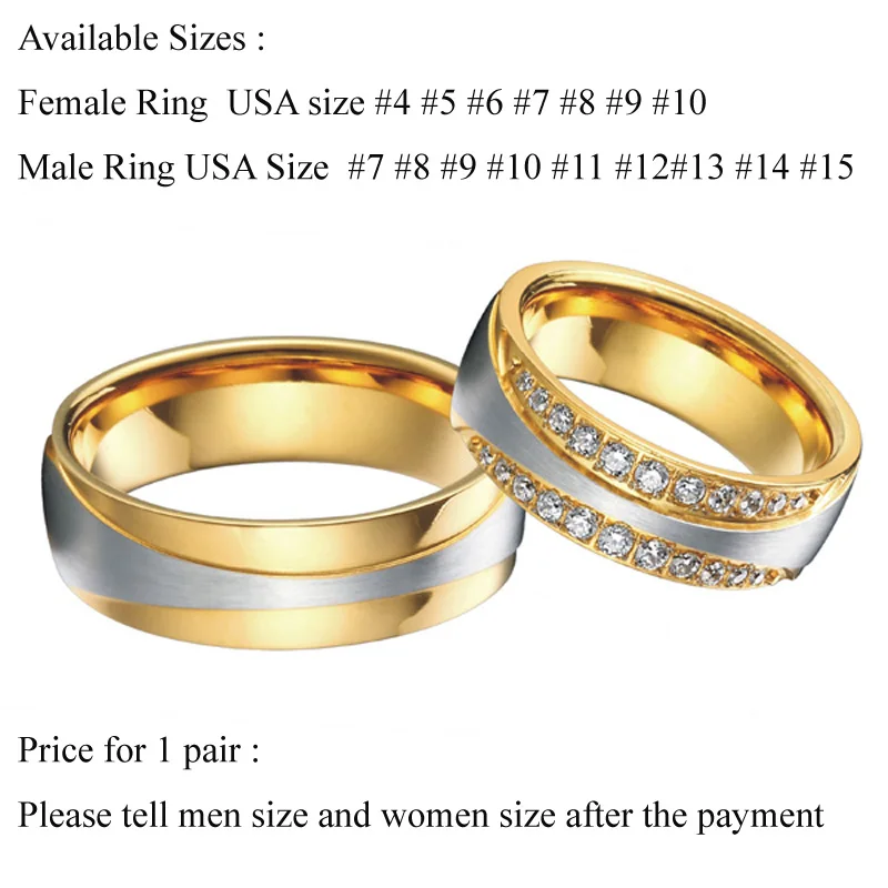 1 пара обручальные кольца из титановой стали золотого цвета|wedding band ring|band ringinfinity