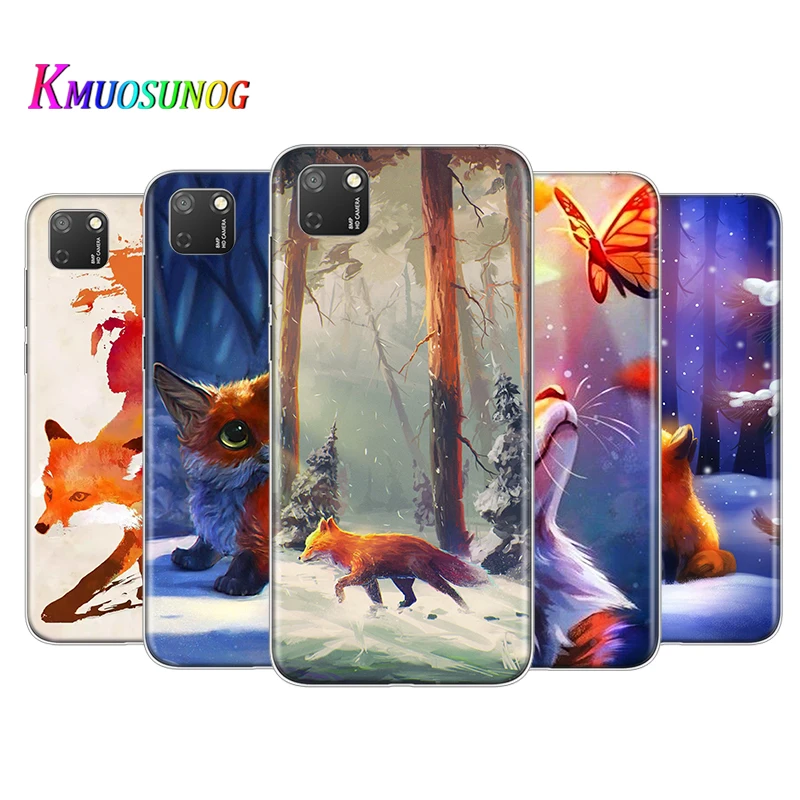 

Transparent Cover Cute cartoon animal fox For Honor 9 9S 9A 9C 9X 9N 9i V9 10 10i 10X X10 Lite Pro Shockproof Phone Case