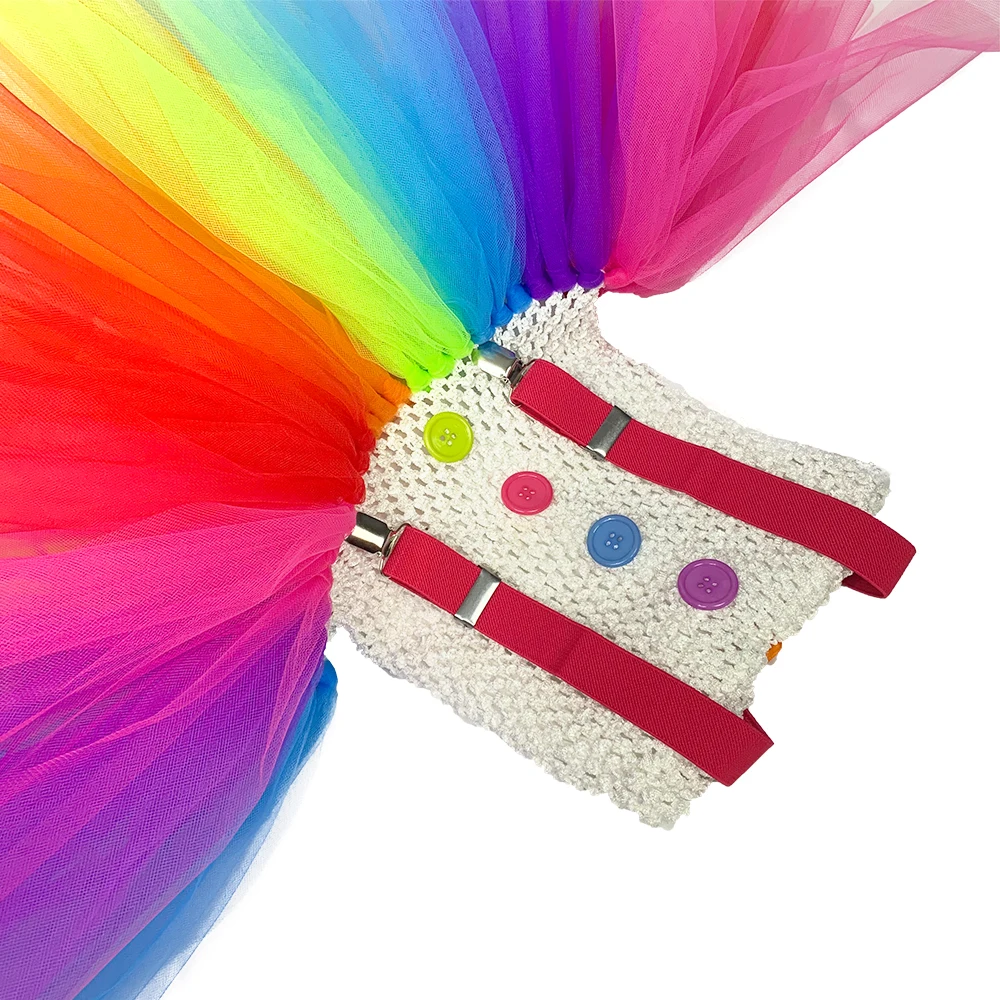 Детский костюм клоуна для косплея Радужное пушистое платье девочек на день