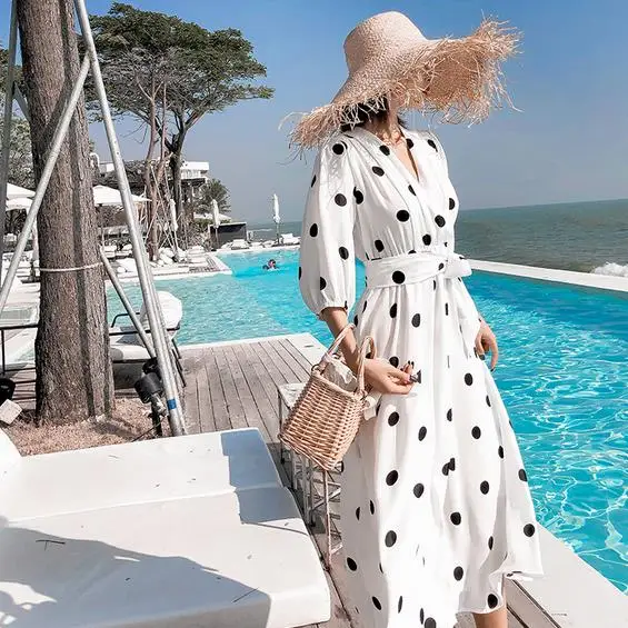 Женское элегантное платье с рукавом-фонариком новинка весна-осень женское в