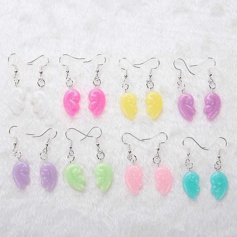 

1pair Cute Craft Glitter Small Wings Drop Earrings Resin earring for Birthday Gift Child Girls Teens Jewelry Woman Jewelry