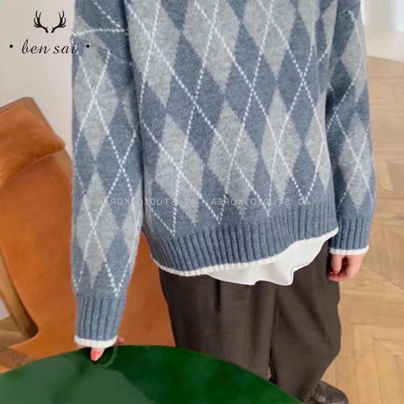 Женский модный вязаный свитер с круглым вырезом Повседневный пуловер