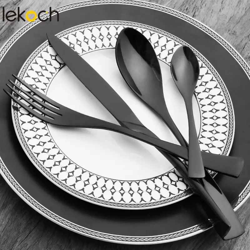 Lekoch Black kaya 4 шт./компл. столовые приборы из нержавеющей стали набор посуды столовый