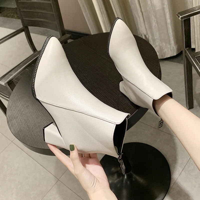 Новинка 2020 модная обувь женские ботильоны с круглым носком ботинки на молнии со