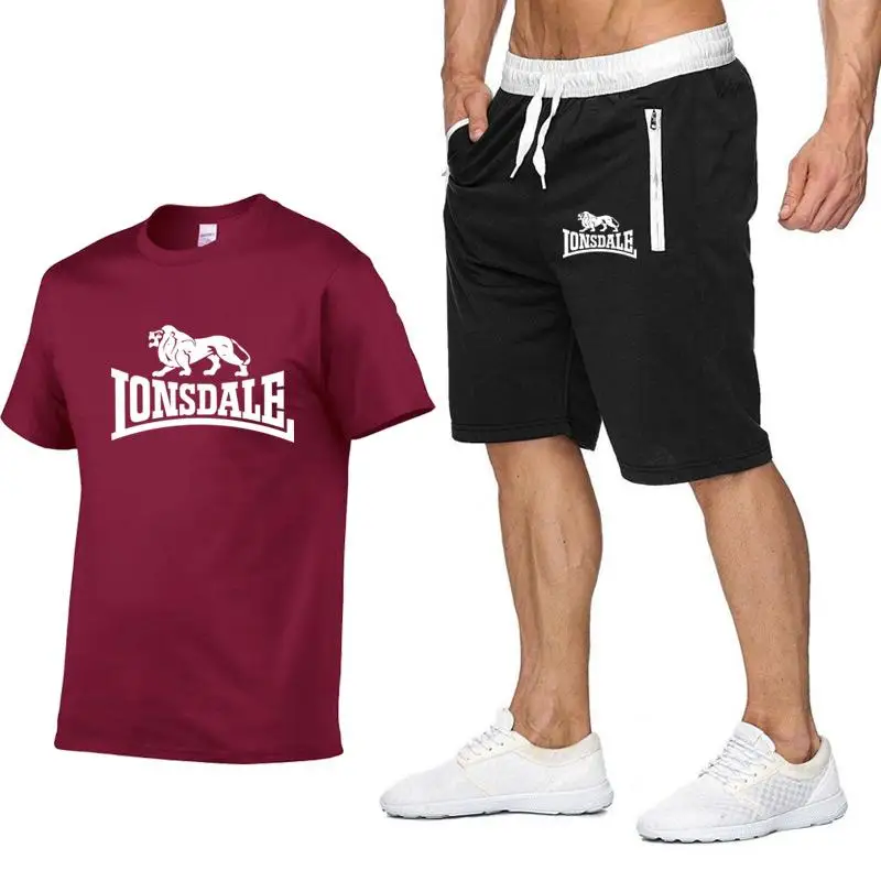 Мужской летний комплект спортивной одежды LONSDALE футболка с коротким рукавом +