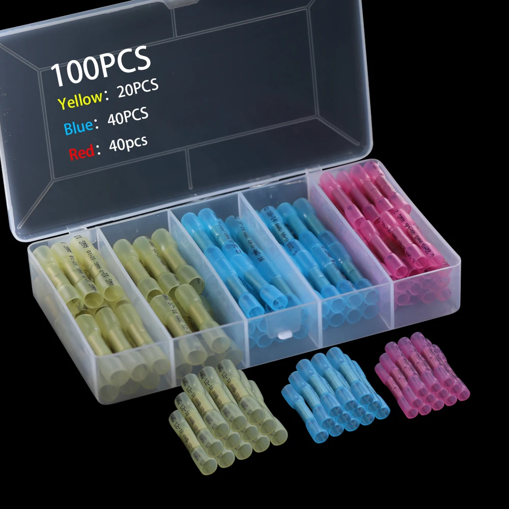 100/200 шт водонепроницаемые термоусадочные стыковые клеммы Электрический провод