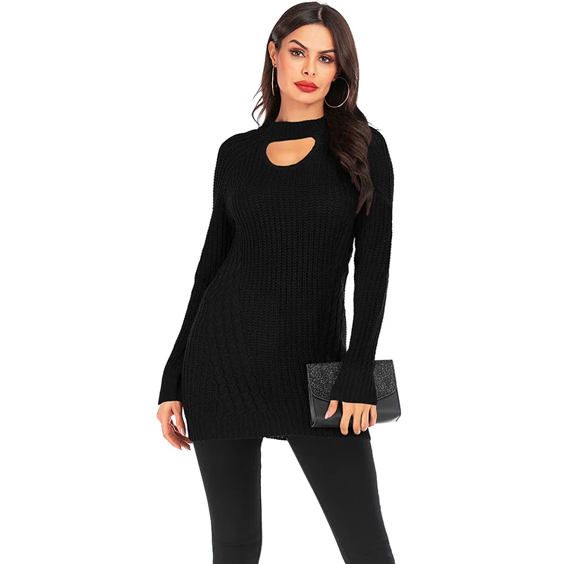 Женский трикотажный свитер с круглым вырезом в стиле пэчворк | Женская одежда