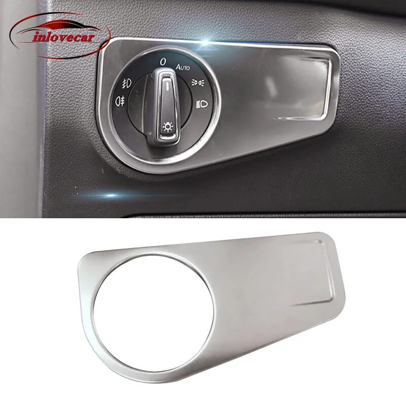 

For vw tiguan 2020 2019 Mk2 Interior Mouldings Accessories Head Light Switch Covers Trim panel Car Styling stainless steel 1pcs