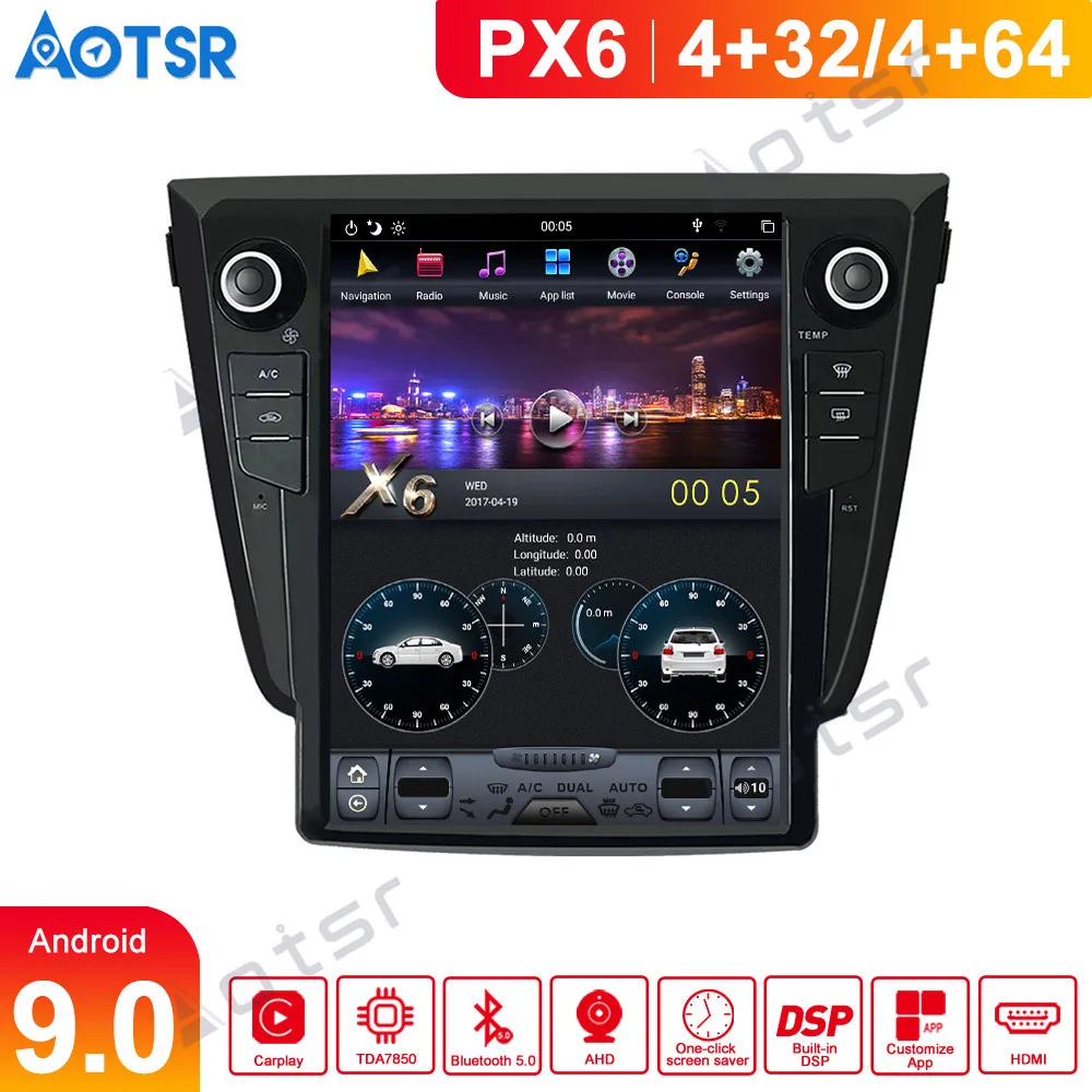 Tesla style px6 Android 9.0 4+64G Car DVD Player GPS Navigation For Nissan X-TRAIL/Qashqai/Rouge 2013+ radio recorder headunit | Автомобили