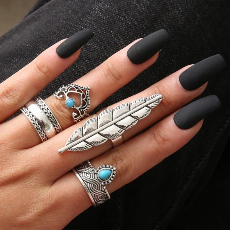 Женские марочные кольца docona набор колец средней длины из синего металлического