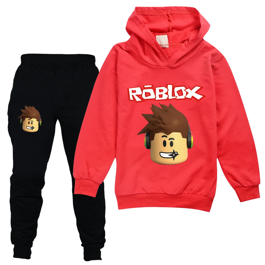 

2021 Spring Autumn Cartoon ROBLOXing Hoodie Pants 2pcs Set Kids Sports Suit Boys Tracksuits Baby Girls Clothing Sets 100-170cm