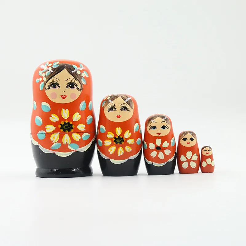 5 Layers Matryoshka Doll Wooden Strawberry Girls Russian Nesting Dolls for Baby Children Gifts Toy Ornaments Home Decor