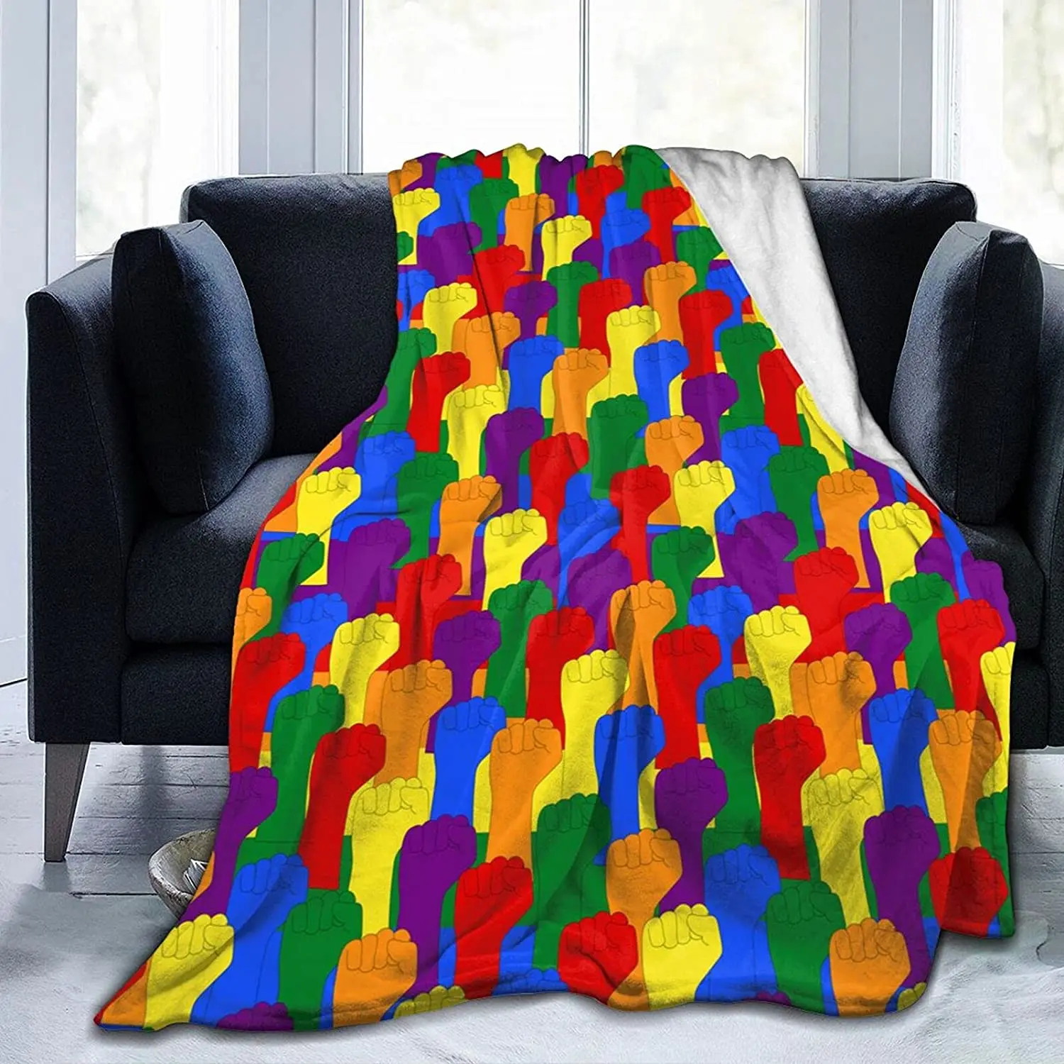 

Фланелевое Одеяло ЛГБТ, приподнятые руки, клиновидные подкладки, для кровати, дивана, машины, уютное мягкое покрывало