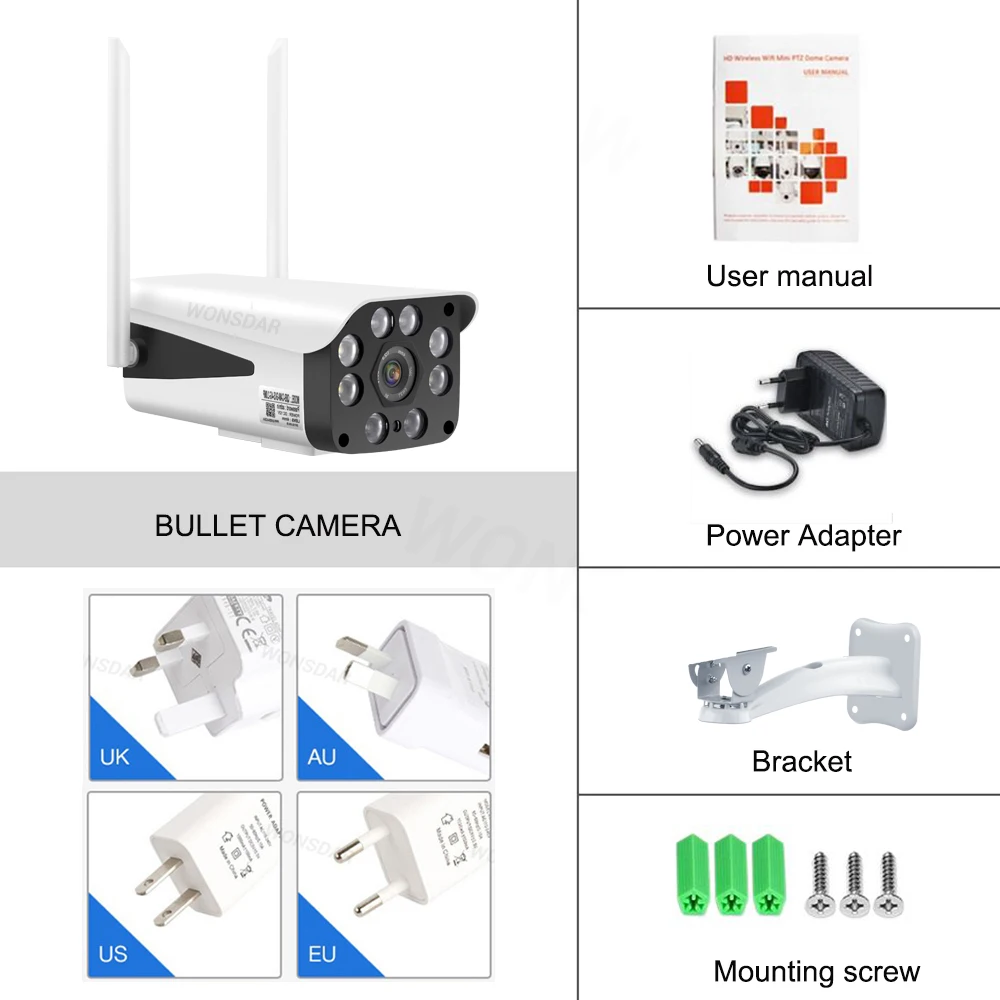 Камера видеонаблюдения Wonsdar 4G 3G поддержка SIM карты 5 МП 1080P HD Wi Fi IP 1080P|Камеры