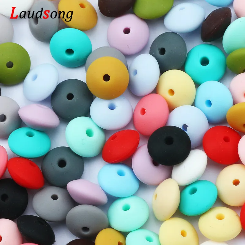 50 шт. силиконовых кейсов чечевицы бусины 12 мм Еда Класс силиконовый Spacer Бусины