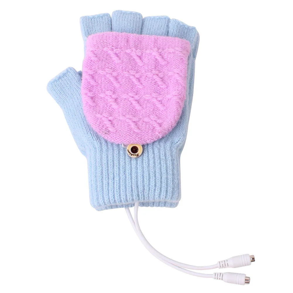 

Women Men Washable Travel Cycling Skiing Laptop Mitten Fingerless Outdoor Camping Portable Winter Hands Warm USB Heated Gloves