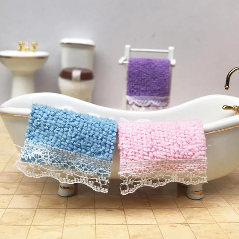 

1:12 Dollhouse Miniature Bathroom Towel Bath Towel Model Toy Doll House Decor
