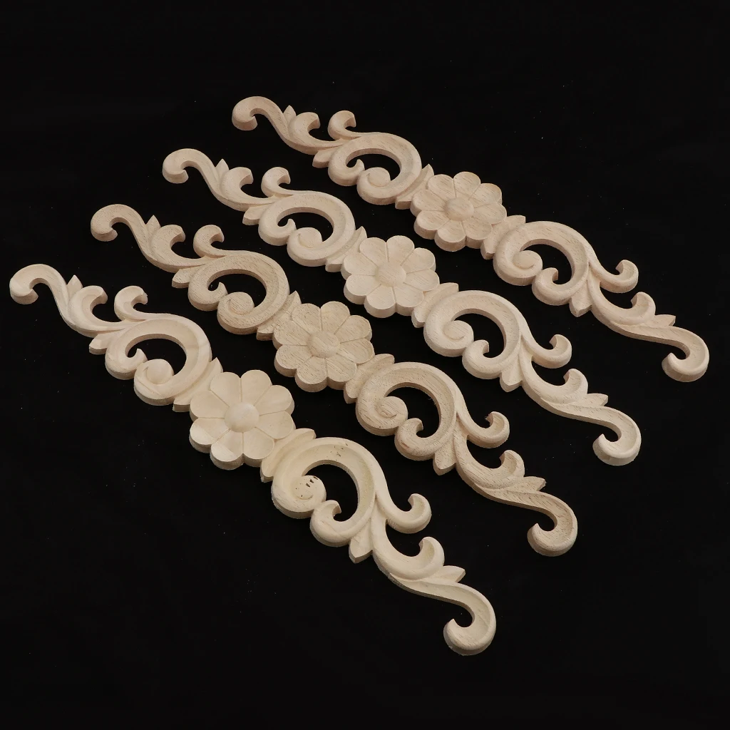 

Flower Carved Corner Onlay Applique Frame Decor Furniture Craft-4pack