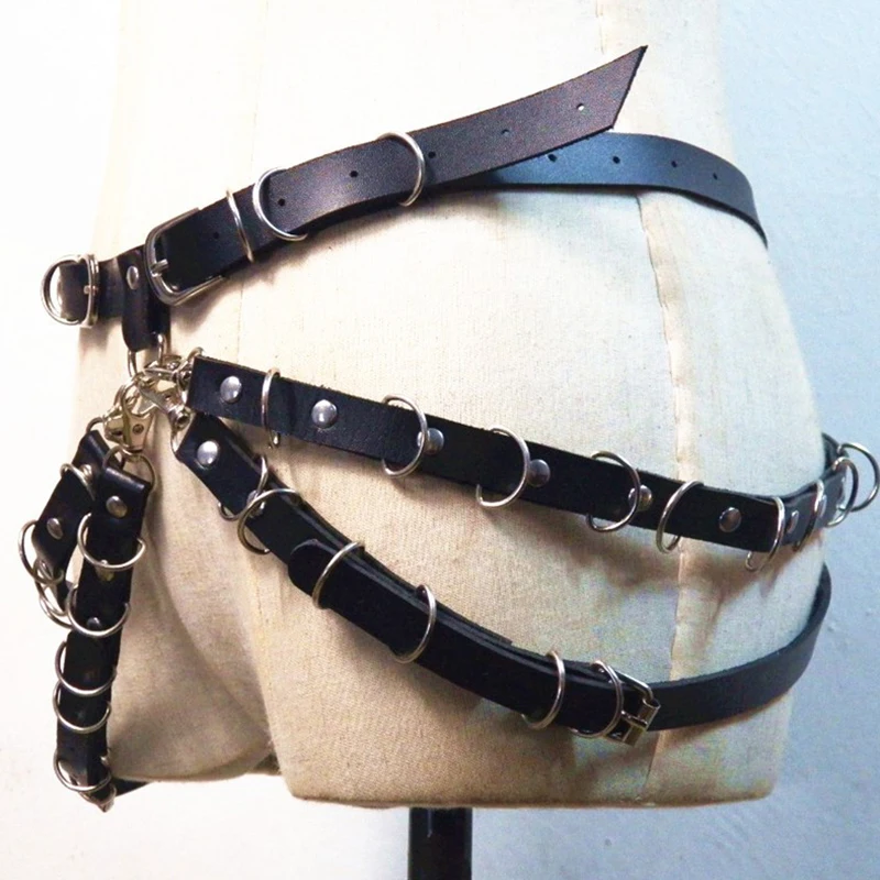 Пикантные кожаные ремни InsGoth для улицы Женские Черные блузы в стиле пэчворк с