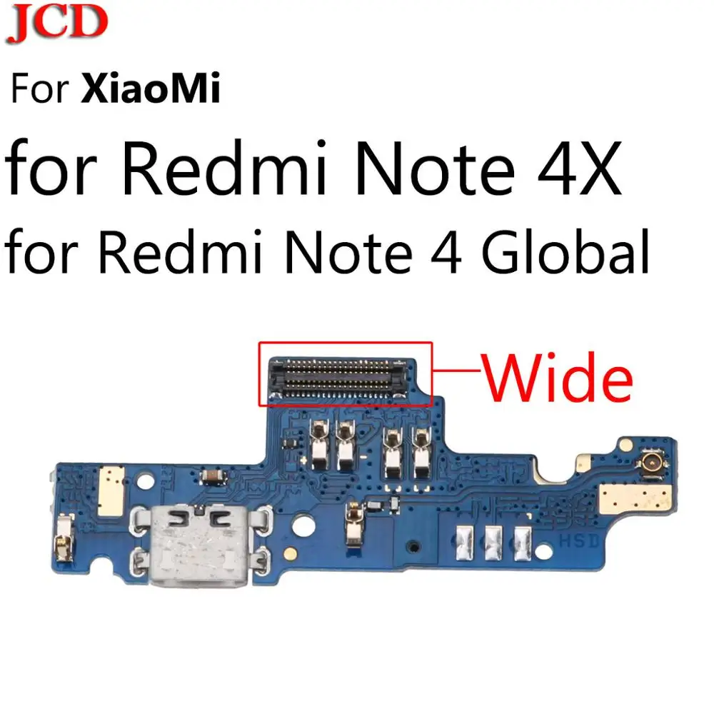 JCD 2 шт. USB разъем зарядного устройства Разъем Порт док-станция гибкий кабель для Xiaomi для Redmi 2 2A 3S 4A 4X 5A Note4X Global 4 Note 3 Pro 5A - Color: For RedmiNote4X Wide