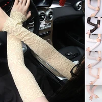 summer arm sleeve long fingerless lace gloves elastic sleeve mittens cover driving gloves sunscreen floral arm sleeve protection