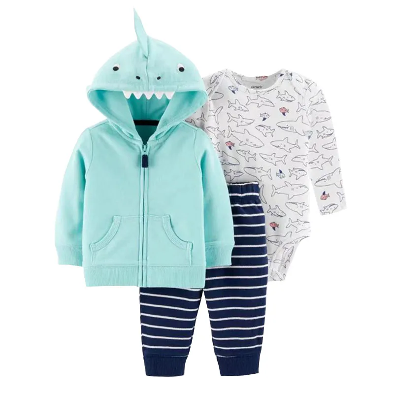 Зимняя толстовка с капюшоном комплект одежды для малышей милый кролик Акула