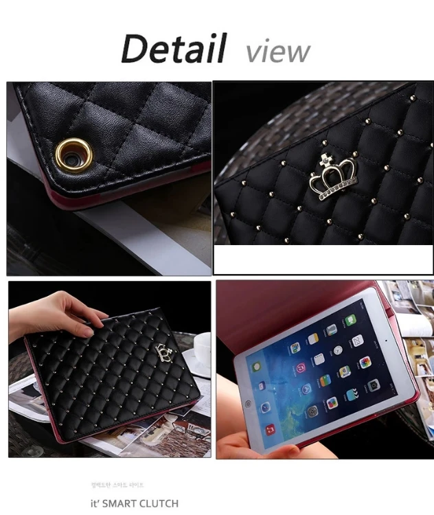 Роскошный умный чехол в клетку с короной для ipad /Air1, ipad 5, Air 2, ipad 6, чехол с подставкой из искусственной кожи, чехол для планшета 9,7, защитный чехол