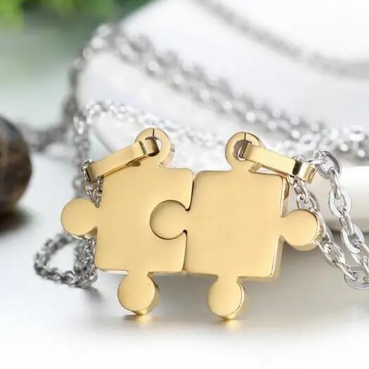 Романтические парные ожерелья-подвески LOOKER гладкие ожерелья-пазлы из титановой