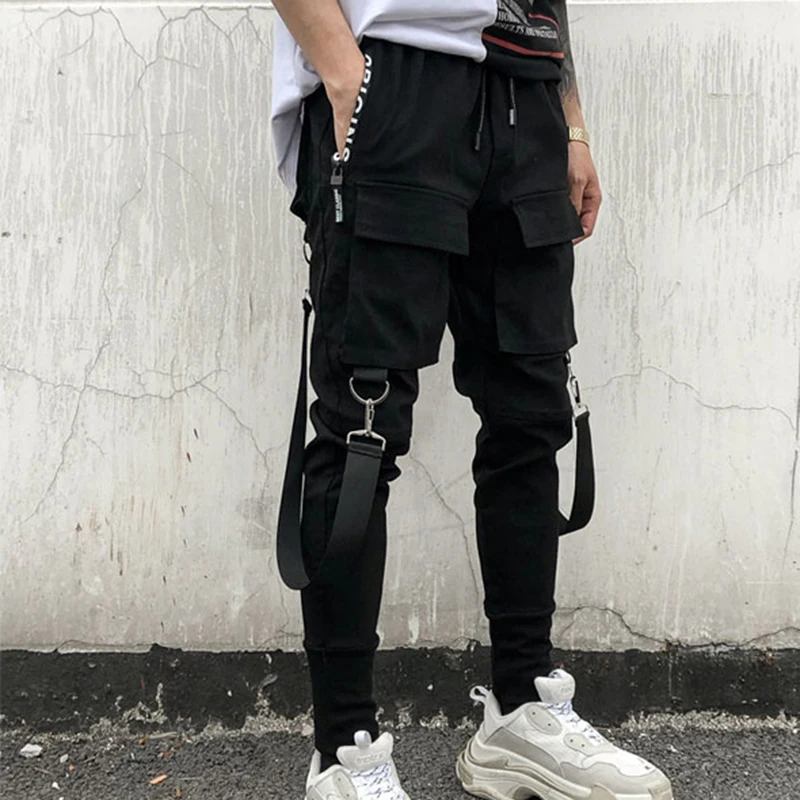 

Брюки спортивные мужские на молнии, джоггеры, тренировочные штаны, приталенный силуэт, много карманов, повседневные облегающие, спортивная ...