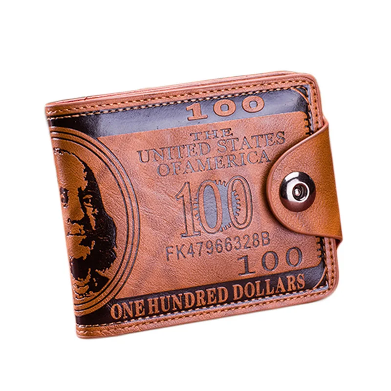 

Retro Men Business Wallets Short Pu Leather Coin Pocket Dollar Print Wallet Short Card Holder Hasp Vintage High Quality Brand
