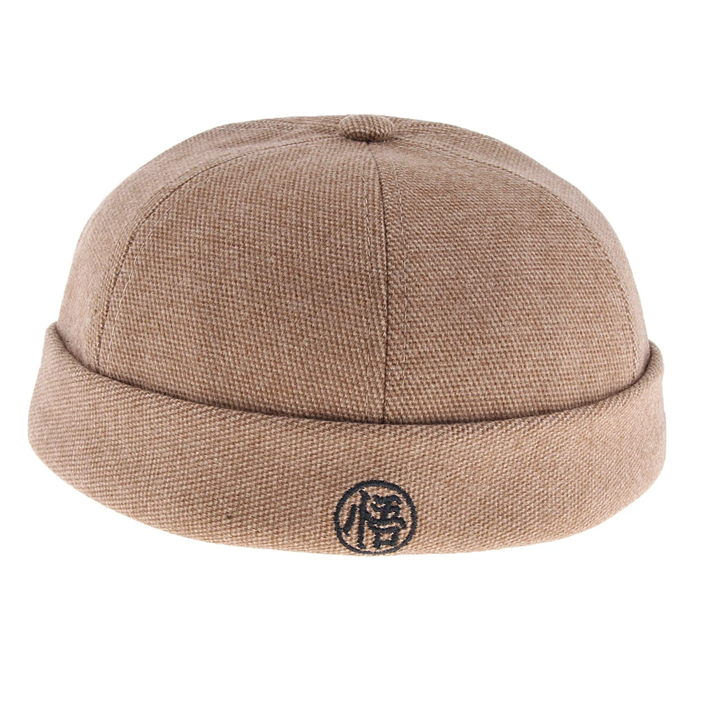 

Mens Retro Wool Felt Docker Hat Leon Beanie Adjustable Skull