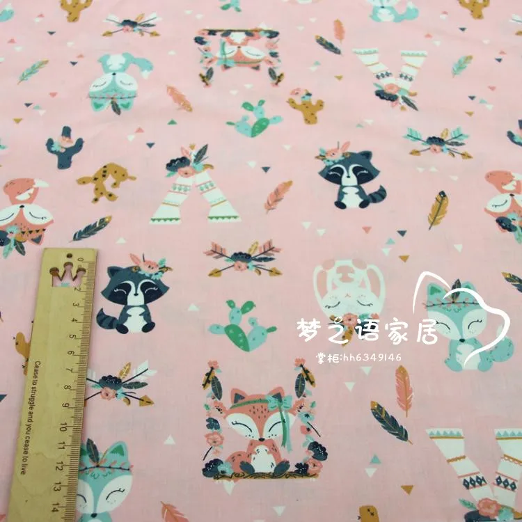 ZENGIA 50x160cm Cartoon Animal Totoro Lion Monkey Bear Bird Twill Cotton Fabric For Baby Sewing Quilting Fat Quarters Children images - 6