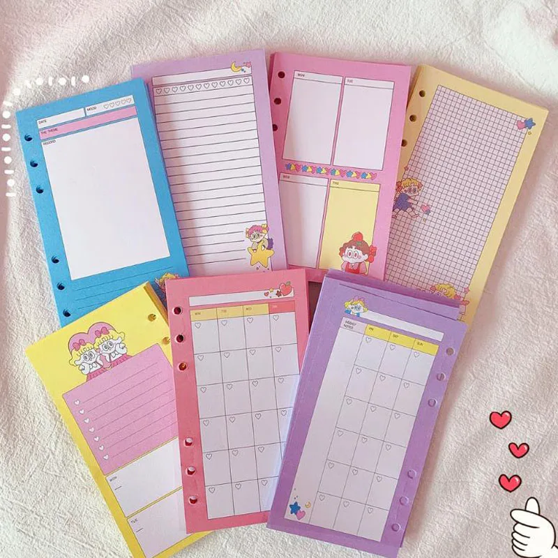 

1 Pcs Cute A6 6 Holes Planner Filler Papers for Office School Spiral Notebooks Filler Paper Binder Inner Pages Korean Stationery