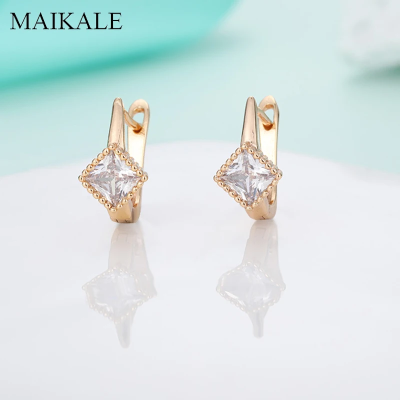 Женские простые серьги гвоздики MAIKALE золотистые/серебристые классические с