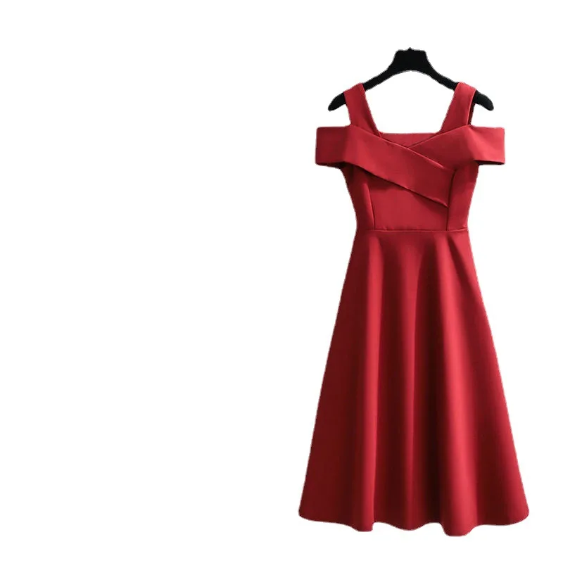 

2021 New Plus Size Women's Fashion Temperament Dress Female Belly Thin Waist Skirt Dress Woman