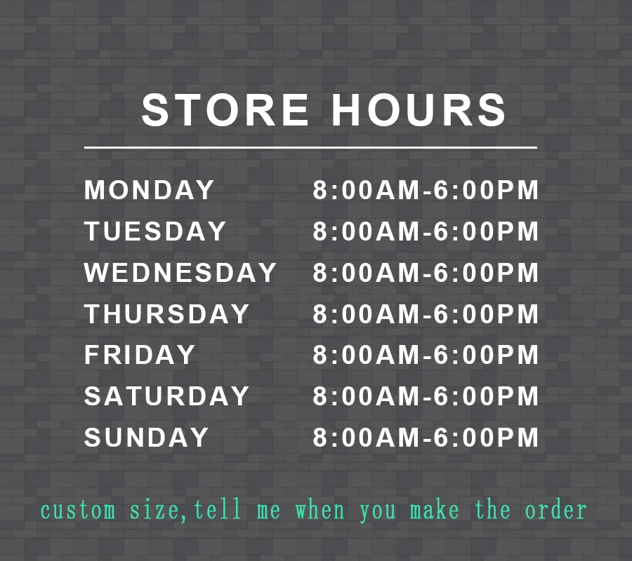 Пользовательский магазин часы и размер Бизнес виниловая наклейка/наклейка знак