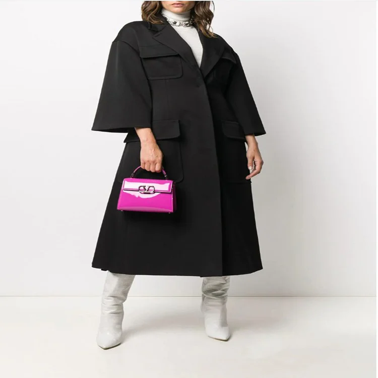 

2021 spring and autumn new style slip shoulder micro pull seven point sleeve length Multi Pocket suit dress windbreaker women's