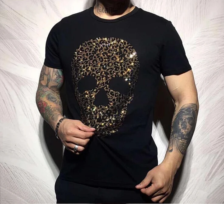 Tops Tees Diamond stone summer cotton O neck short sleeve t shirt men high quality | Мужская одежда