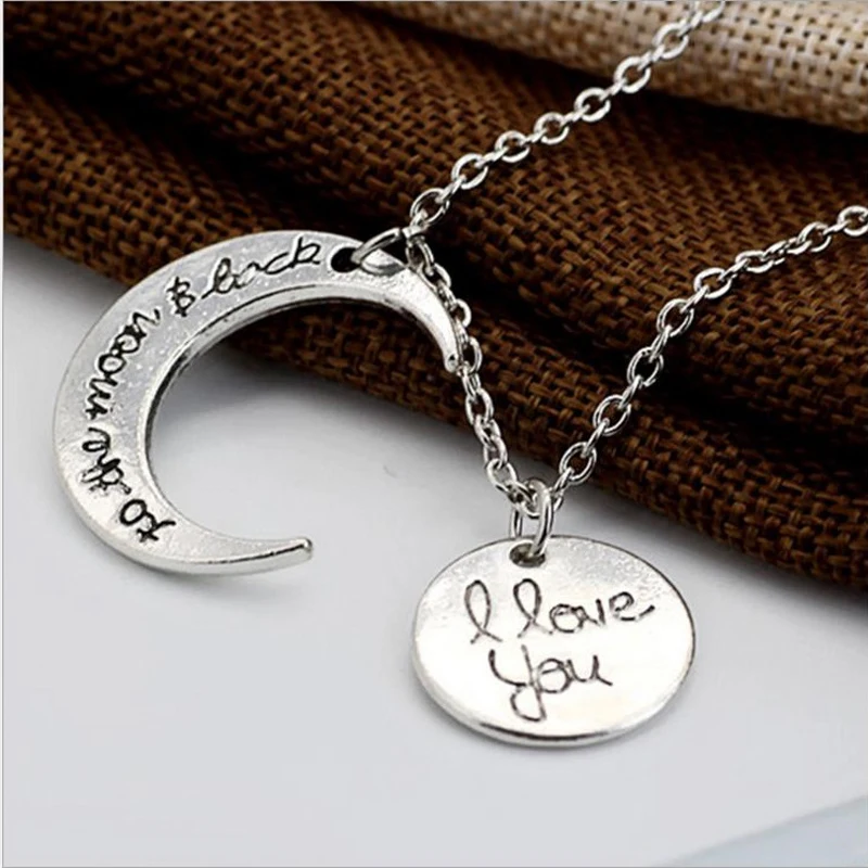 Подвеска в виде Солнца и Луны с надписью I LOVE YOU серебристого цвета золотистого