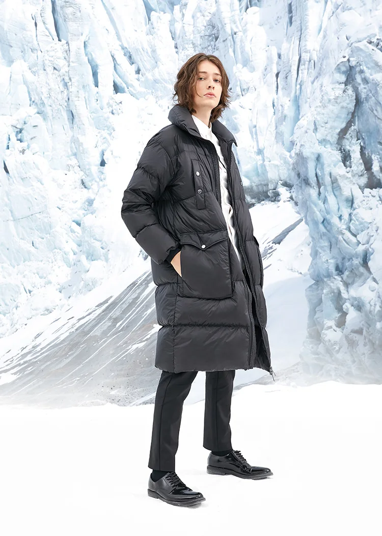 JackJones зимний мужской теплый длинный вертикальный воротник средней длины пальто пуховик | 218412553