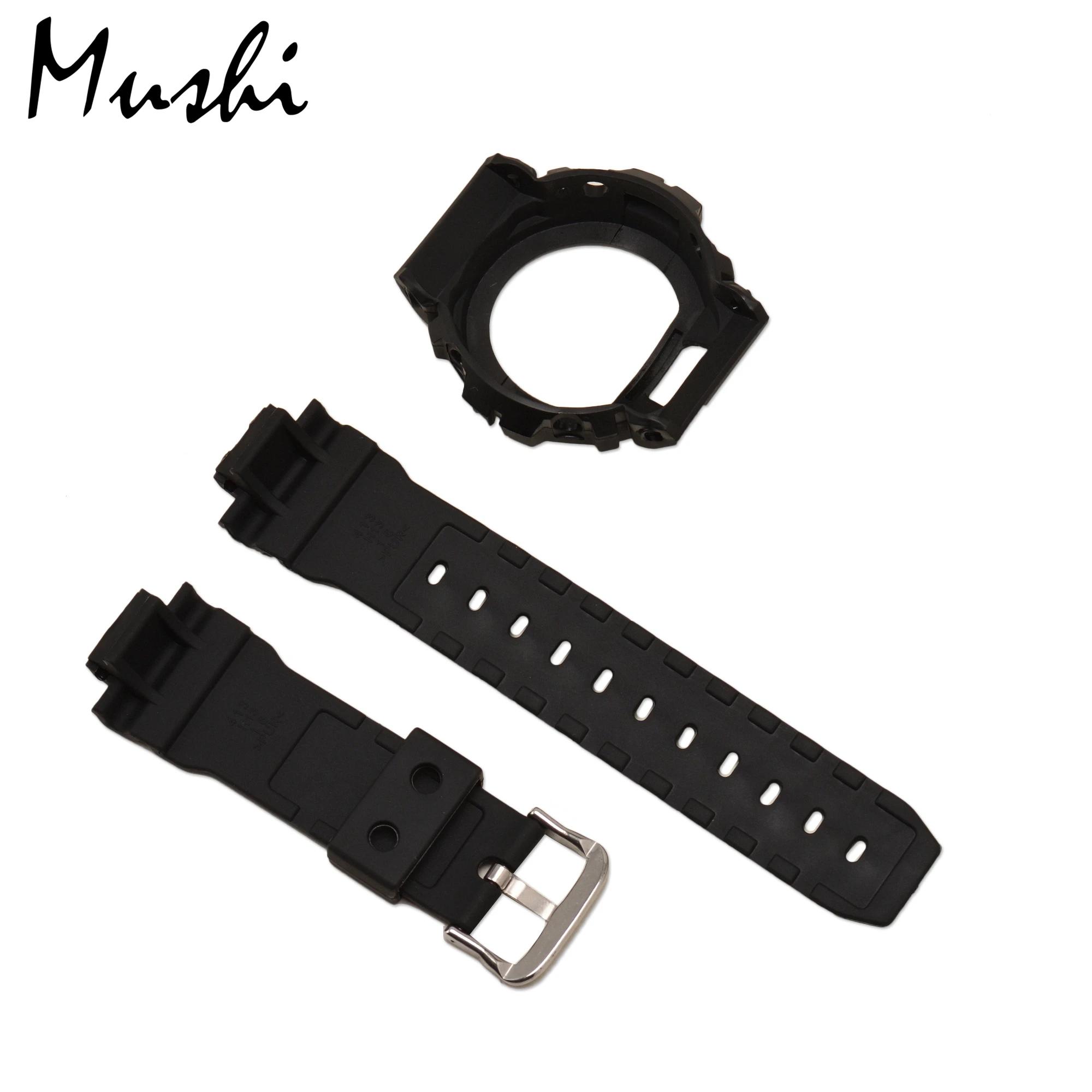 Mushi резина для Casio DW 6900 черный прозрачный синий желтый красный зеленый фиолетовый ремешок с пряжкой чехол для часов с инструментом