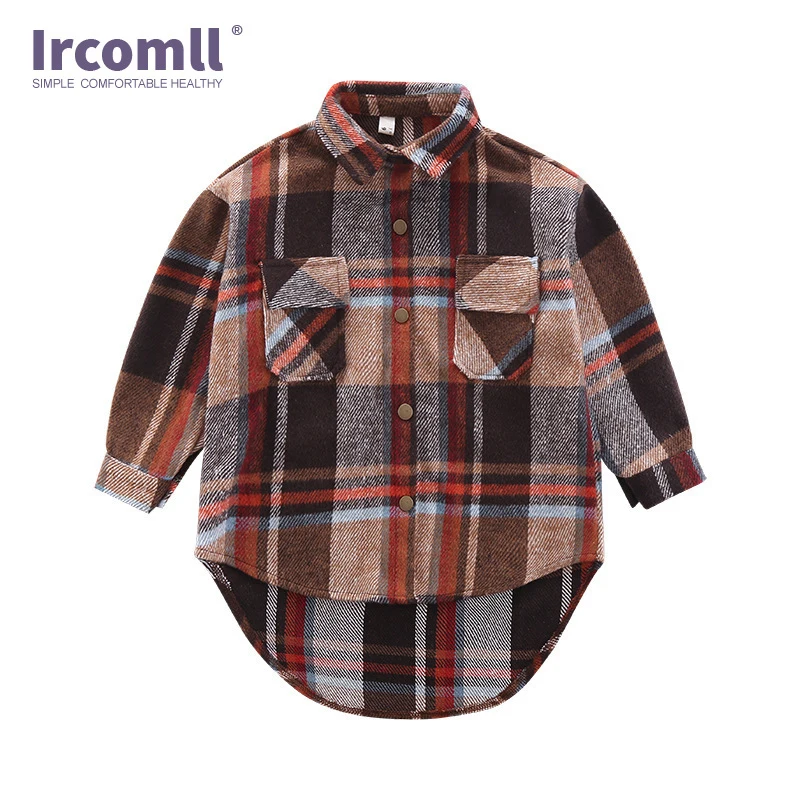 

Ircomll Fashion Korean Girl blouse kids Girls Long Sleeve Shirt Plaid Blouse Turn down collar Long Tops Autumn Children Costume
