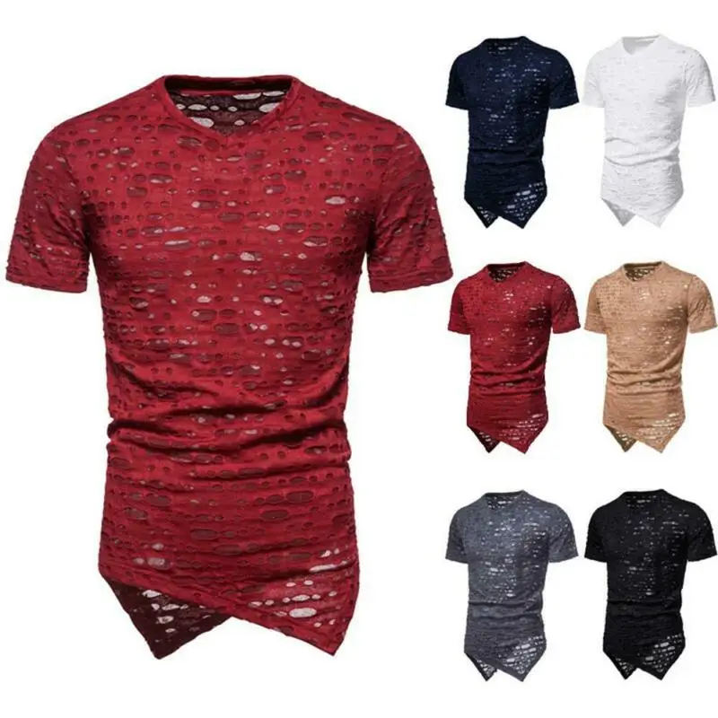 

Men Short Sleeve Base T-shirts Summer Casual Plain V Neck Blouse Tops Holiday