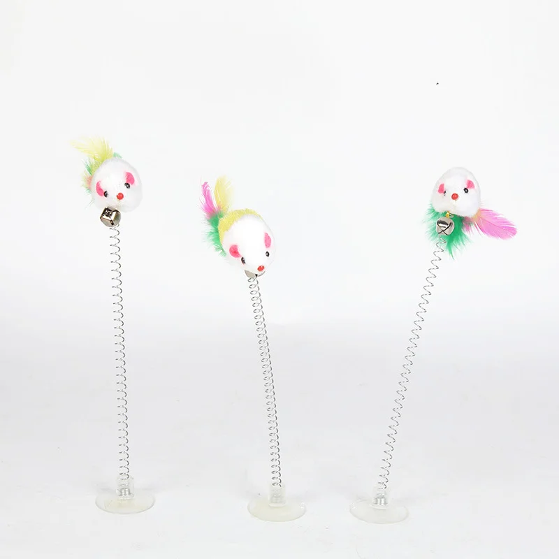 

Pet sucker spring Plush mouse with Bell cat toy