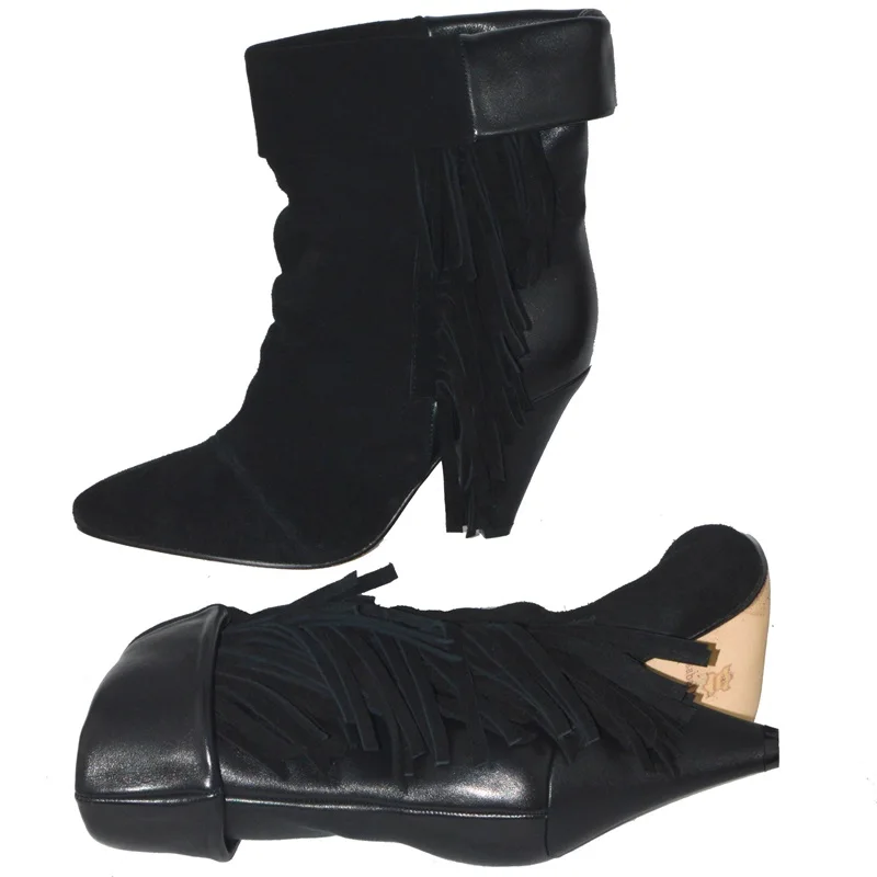 Женские зимние кожаные Ботинки на каблуке весенние замшевые рабочие ботильоны с