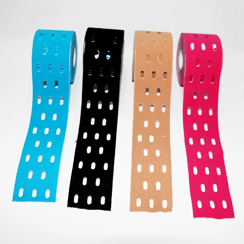 Перфорированные эластичные клей кинезиологическая лента 6 шт. 5 см дышащие защита