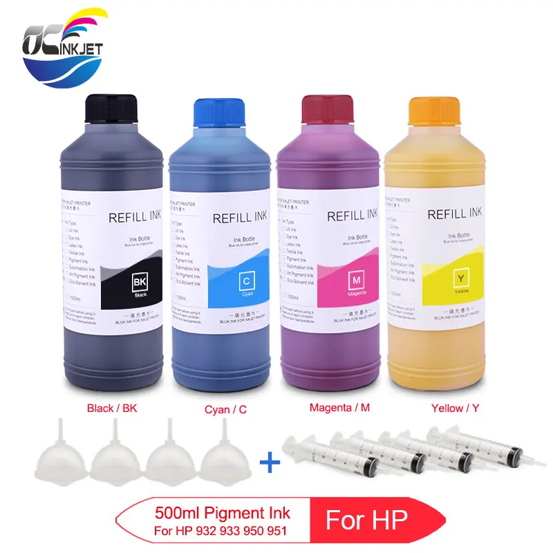 

4 X 500ml Refill Pigment Ink For HP 6100 6600 7110 7510 7610 8600 8610 8620 8625 8630 251dw Printer Ink For HP 932 933 950 951