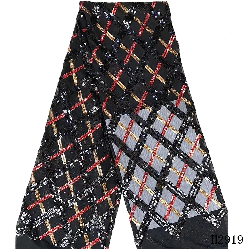 Высококачественная блестящая сетчатая кружевная ткань с блестками золотистого