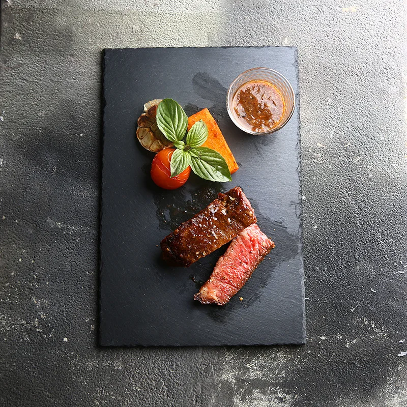 Тарелка с черным сланцем домашний японский поднос для суши прямоугольный